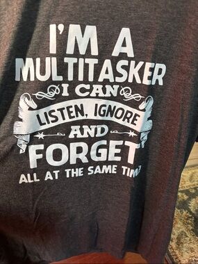 Multitasker Graphic Tee - Dark Gray with White Print